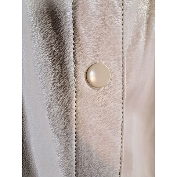 Stoosh Faux Leather Sand Tan Shacket Shirt Jacket M Fleece Lined - Picture 5 of 14